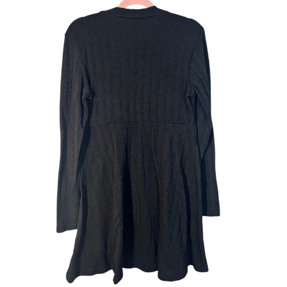 Blacked Ribbed Dress Decorative buttons long sleeve Mini pullover 90s Y2K - Picture 2 of 2